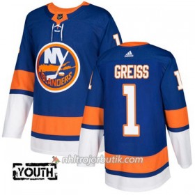Barn Ishockey New York Islanders Tröja Thomas Greiss 1 Adidas 2017-2018 Blå Authentic